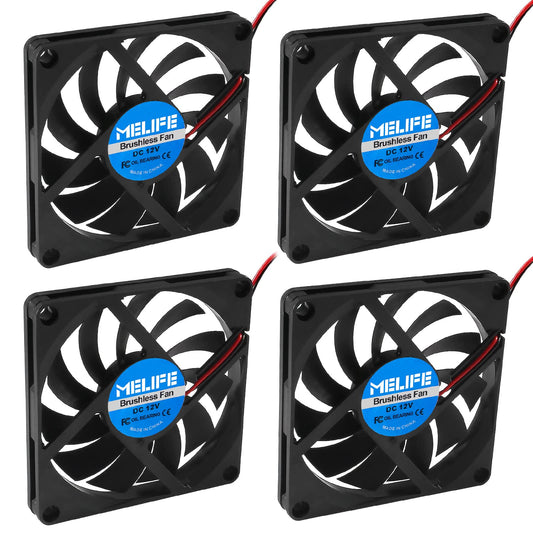 4 Pcs DC Exhaust Cooler Fan 12V 8010 Fan, MELIFE 80x80x10 Brushless Cooling Fan 80MM for Makerbot for 3D Printer PC CPU Computer