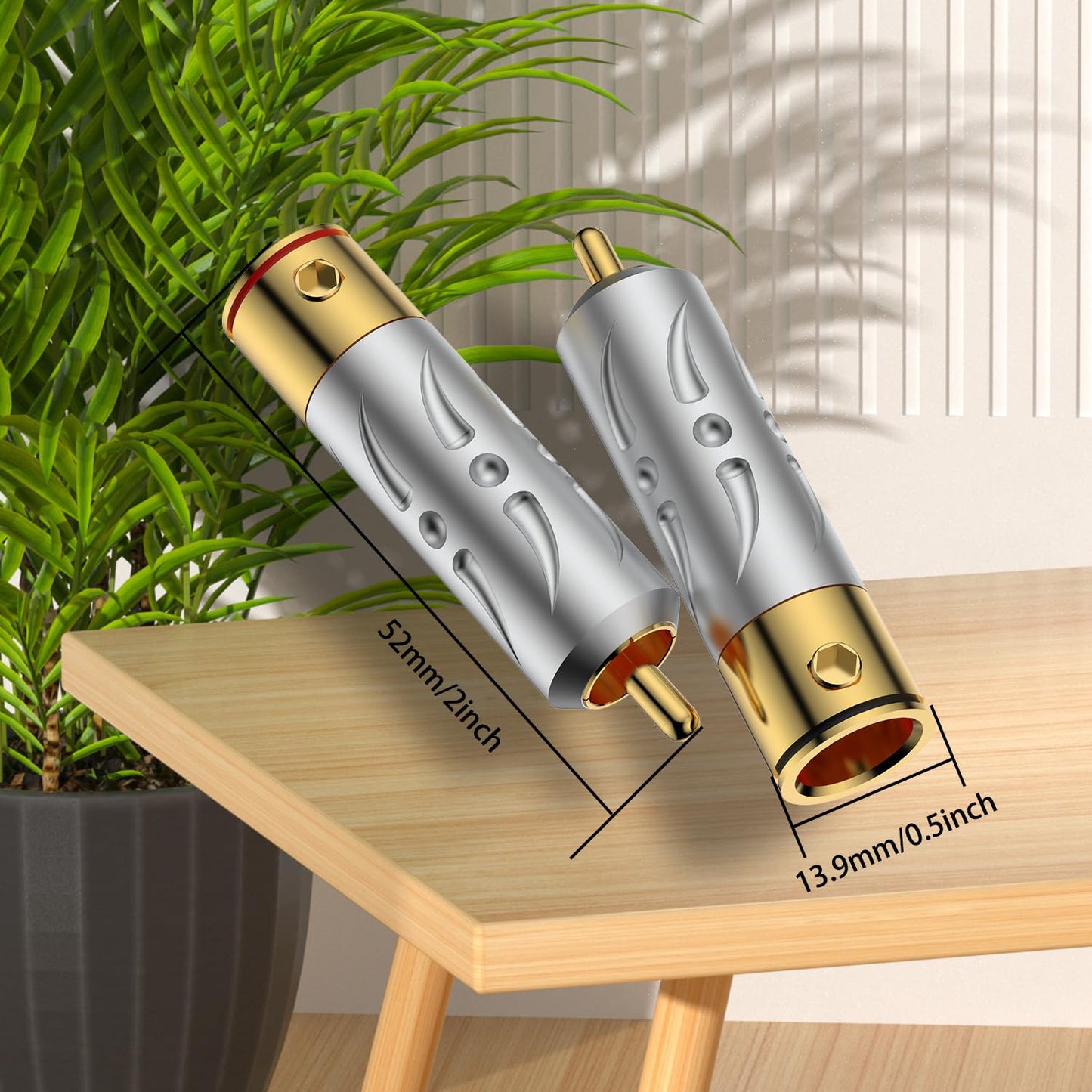 Viborg 4pcs Hi-End RCA Male Plugs Pure Copper Gold Plated Soldering RCA Jack Connectors (VR109G)