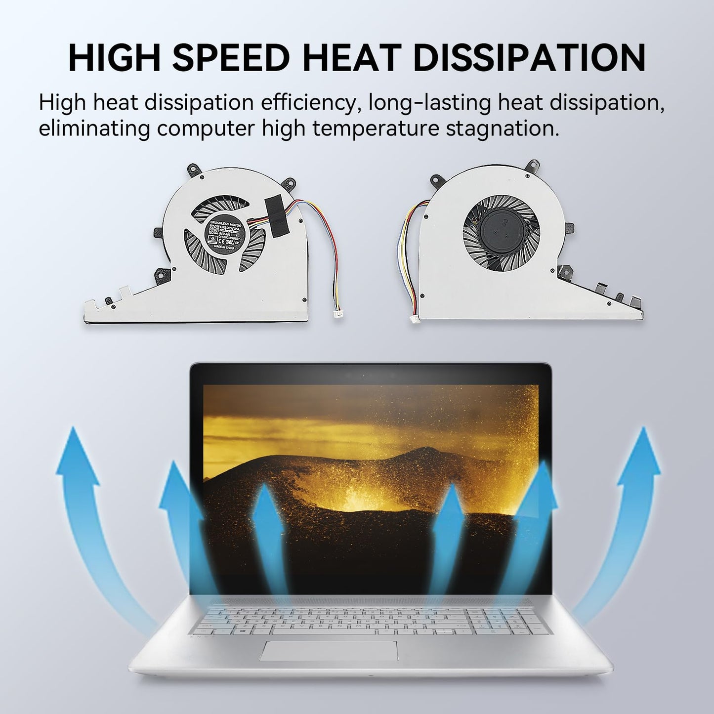 Tivora CPU Cooling Fan Compatible with HP Envy 17-AE, 17T-AE, 17-AE100, 17T-AE100, 925461-001, 925478-001, 17-AE143NG, 17M-AE111DX Touch, Laptop, 5
