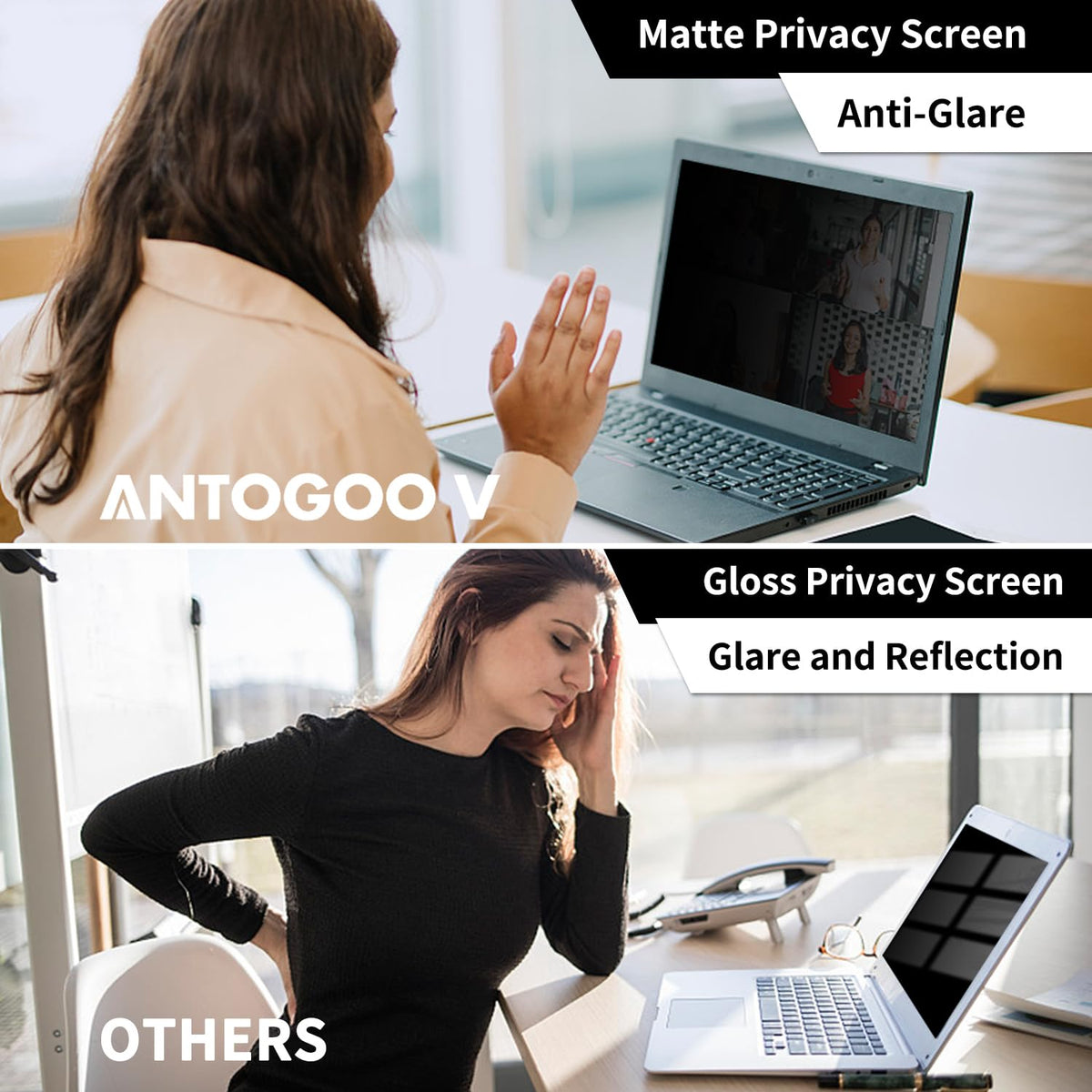 ANTOGOO V 2-Pack Privacy Screen Compatible with MacBook Pro 13 Inch Screen Protector (2016, 2017, 2018, 2019, 2020, 2021, 2022, M1, M2), Laptop
