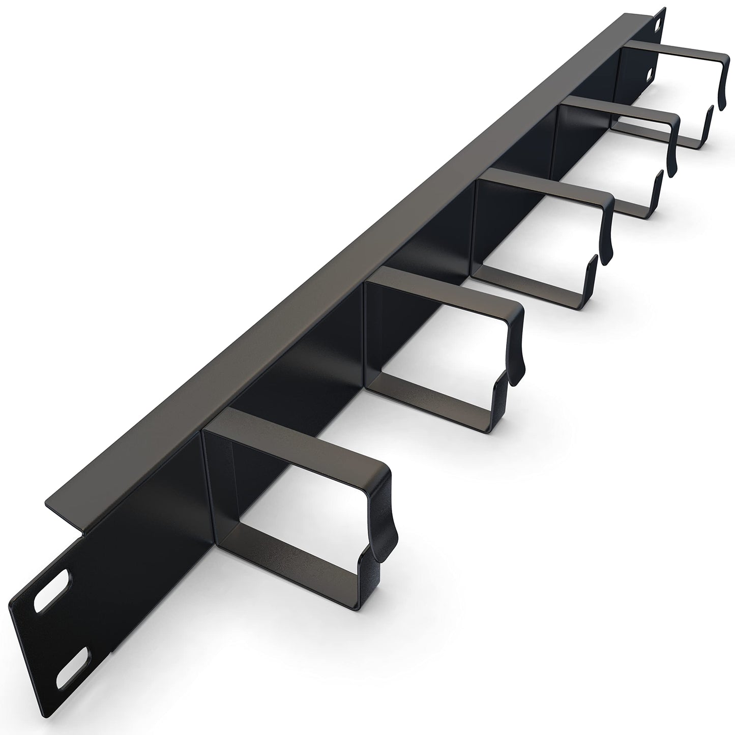 Cable Management Panel - 1U Wire Manager with 5 D-Ring Hooks Horizontal Rackmount for 19" Server Rack Network Cabinet - Tupavco TP1714