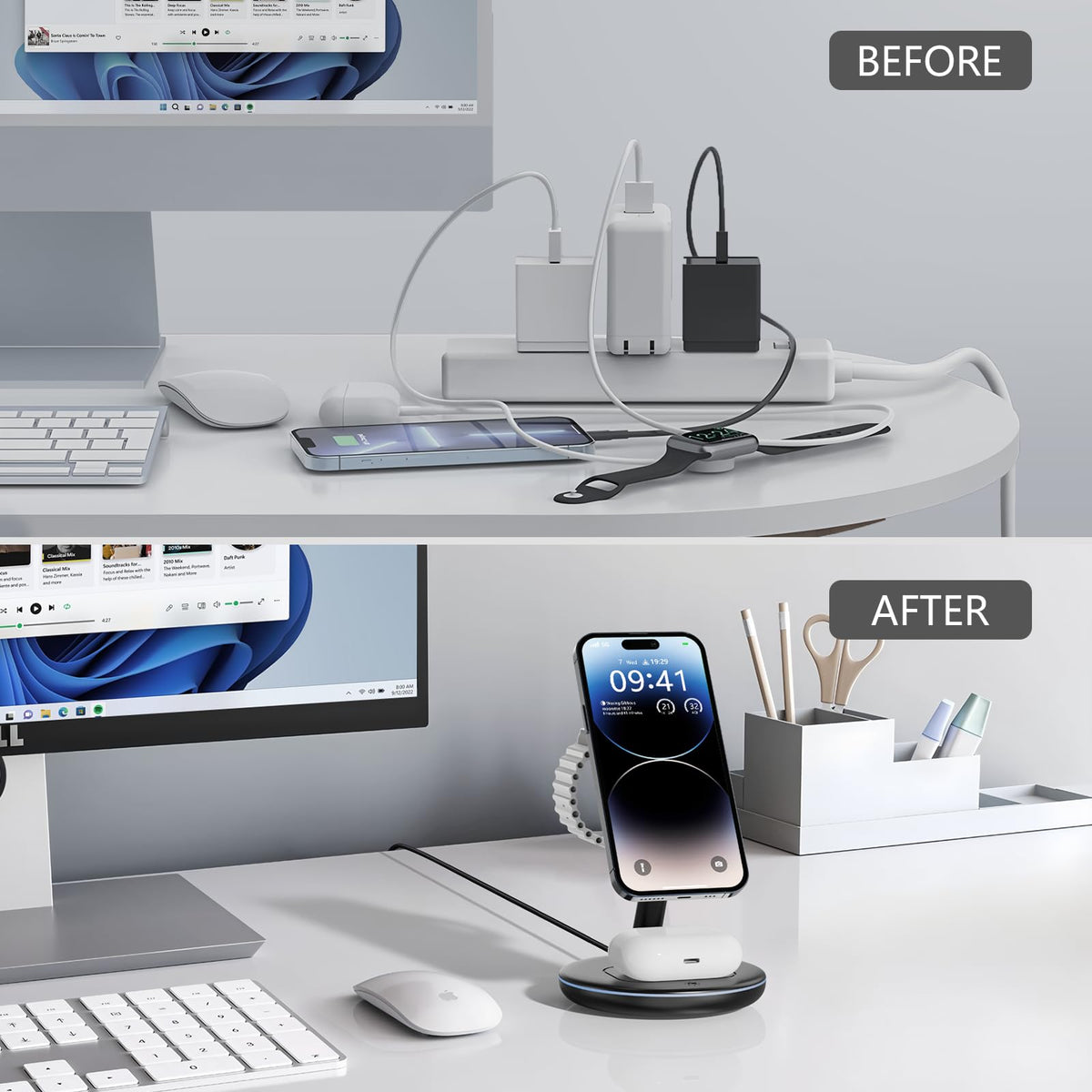 2026 3 in 1 Charging Station for Apple iPhone AirPods Watch with Mag-Safe Charger Wireless Charger Stand for iPhone 17 16 15 14 13 12 Series AirPods
