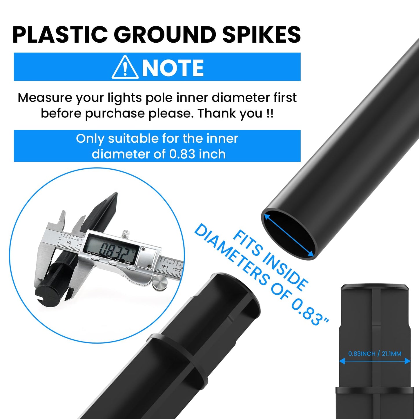 SDTC Tech 12 Pack ABS Ground Spikes for ID 0.83" Solar Torch Lights