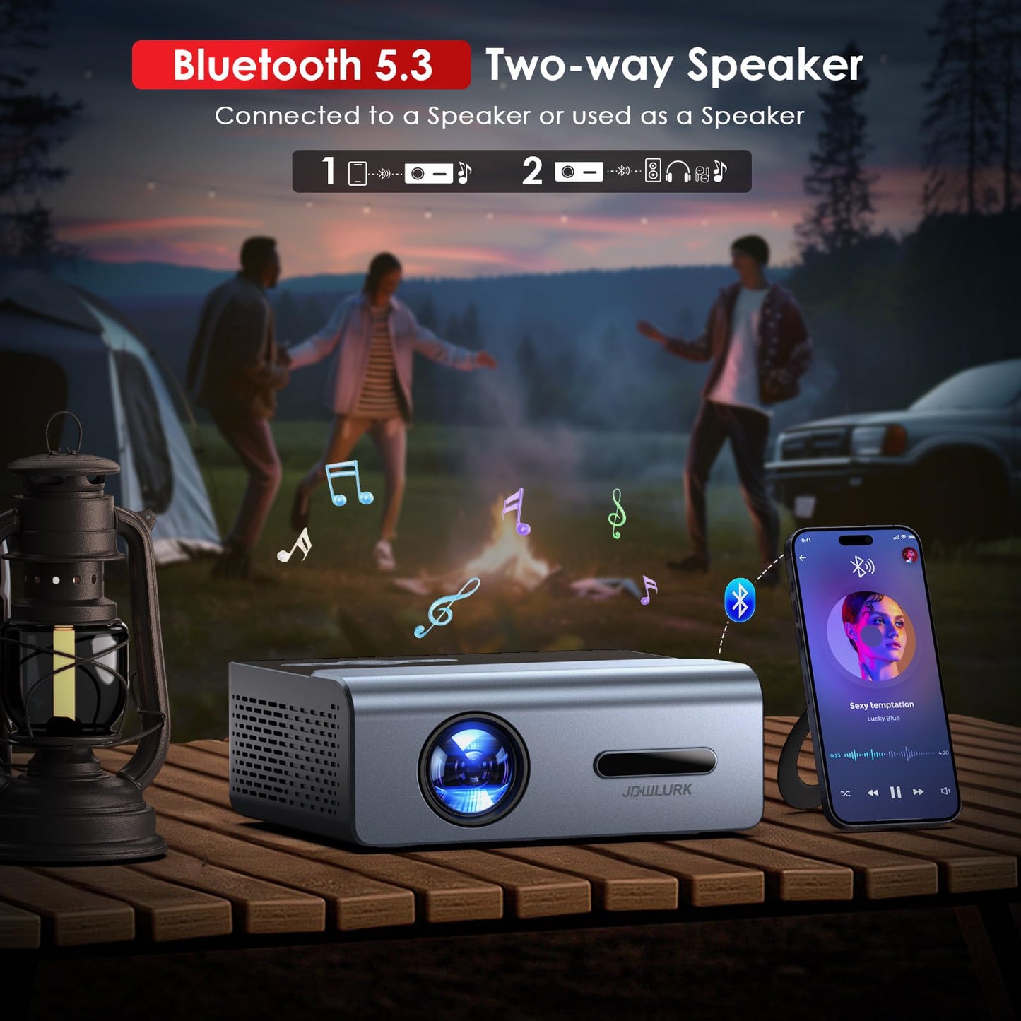 [Electric Focus] Projector with Wifi and Bluetooth, 22000L Auto Keystone Outdoor Projector 4K Support, JOWLURK Native 1080p Movie Projector