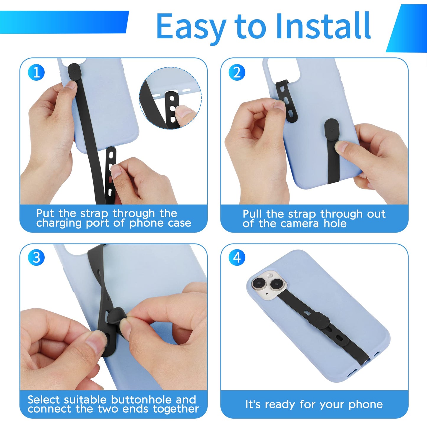 Casecond 3 PCS Phone Loop Strap iPhone Clip Finger Grip Holder Stretchable Flexible Elastic Silicone Hand Band Ultra Slim Adjustable Wireless Charging