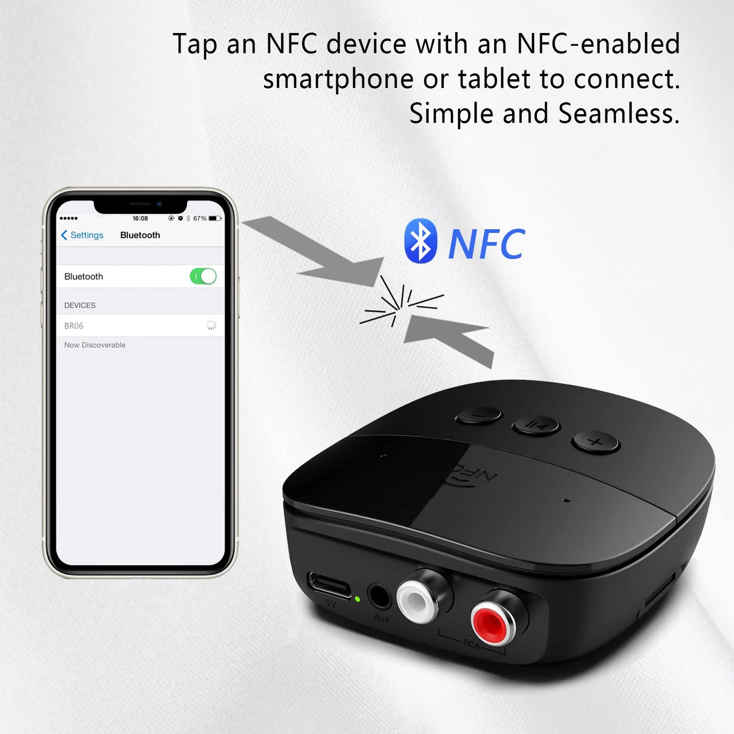 eppfun Bluetooth 5.2 Receiver,Bluetooth Audio Adapter with NFC, USB, TF Card Slot, 3.5mm AUX/RCA for Home Music Streaming Stereo System