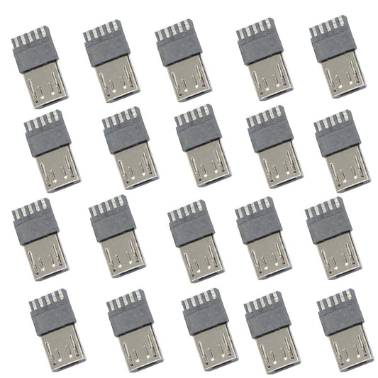 20PCS Micro USB Male Port Connector 5 Pin USB Connectors Straight Jack Solder Micro-USB Repair Replacement Adapter