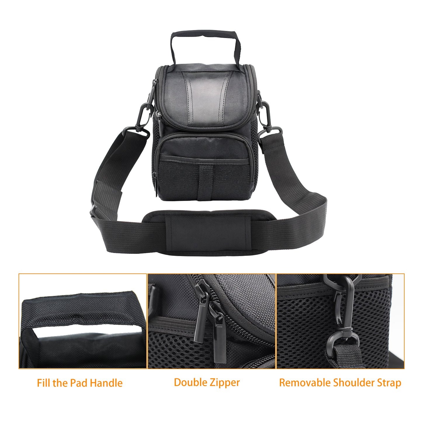FOSOTO Waterproof (with Rain Cover) Black Camera Case Bag Compatible for Canon EOS M10 M6 M2 Mrak II M50 M100 Rebel T3i T4i T5 SL1, Nikon P600 D3300