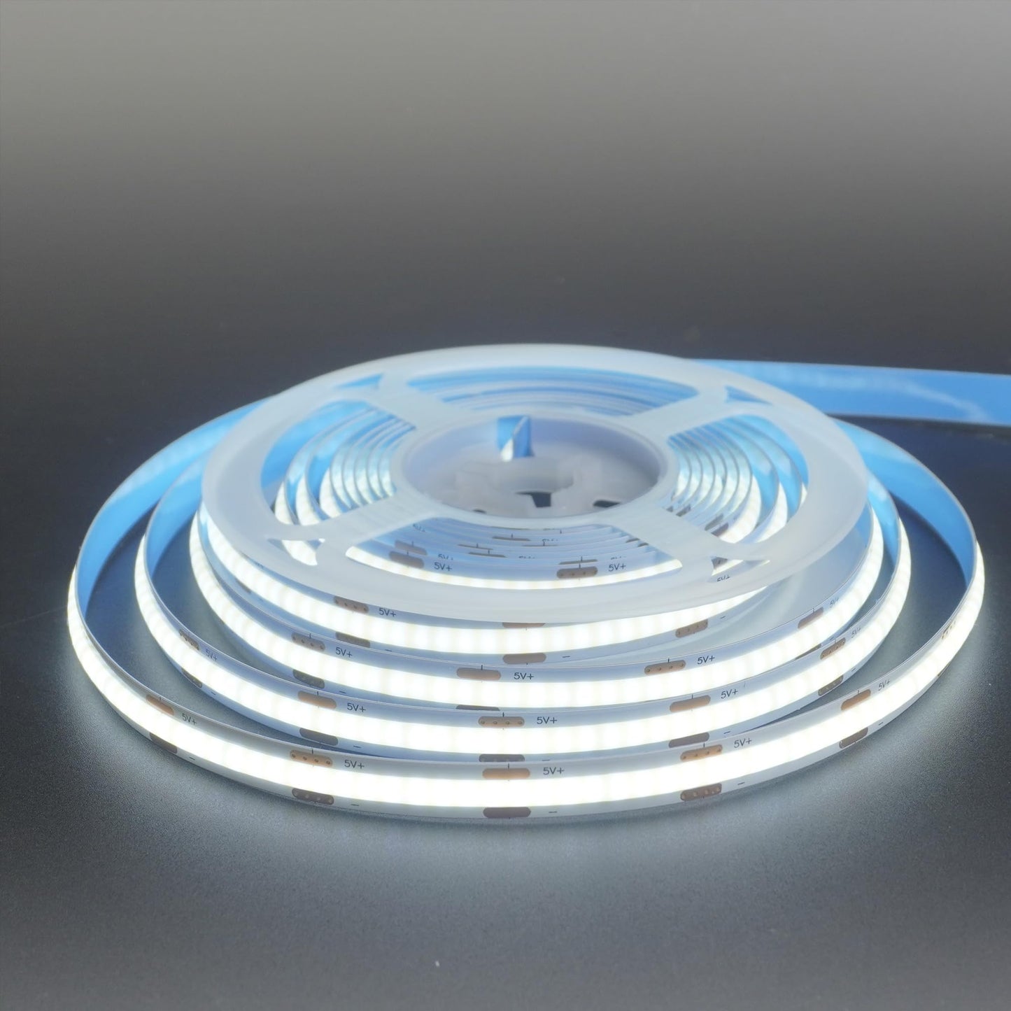 Clearhill 5V 8mm Width USB COB LED Strip Lights with Dimmable Switch,Cool White 6500K,320LEDs/M,8W/M,CRI90,6.56FT/2M,Electroplated Double-Sided Panel
