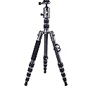 Vanguard VEO3GO265HCB Compact Carbon Fiber Travel Tripod with Ball Head, Monopod Option, Smart Phone Holder and Bluetooth Remote