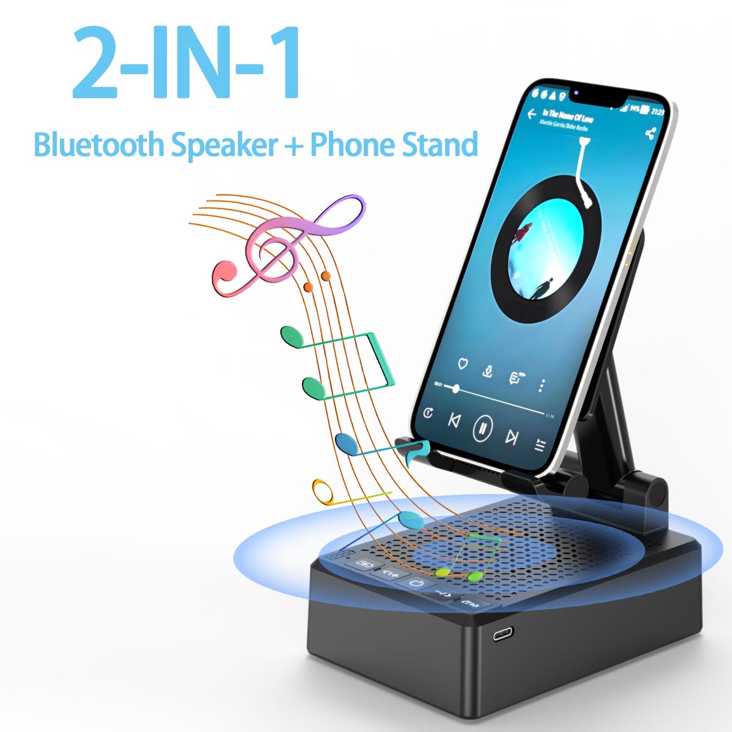 Gifts for Men Women,Cell Phone Stand with Wireless Bluetooth Speaker Anti-Slip Base HD Surround Sound Compatible with iPhone Smartphones,Cool Gadgets