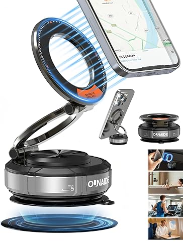 Car Phone Holder for Magsafe Car Mount 360° Adjustable Vacuum Magnetic Phone Holder 98LBS Suction Zinc Alloy Foldable Car Cell Phone Holder iphone