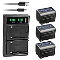Kastar 3-Pack NP-QM71D Battery and LTD2 USB Charger Compatible with Sony CCD-TRV108 CCD-TRV116 CCD-TRV118 CCD-TRV126 GV-D1000 GV-D1000E Video