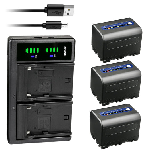 Kastar 3-Pack NP-QM71D Battery and LTD2 USB Charger Compatible with Sony CCD-TRV108 CCD-TRV116 CCD-TRV118 CCD-TRV126 GV-D1000 GV-D1000E Video