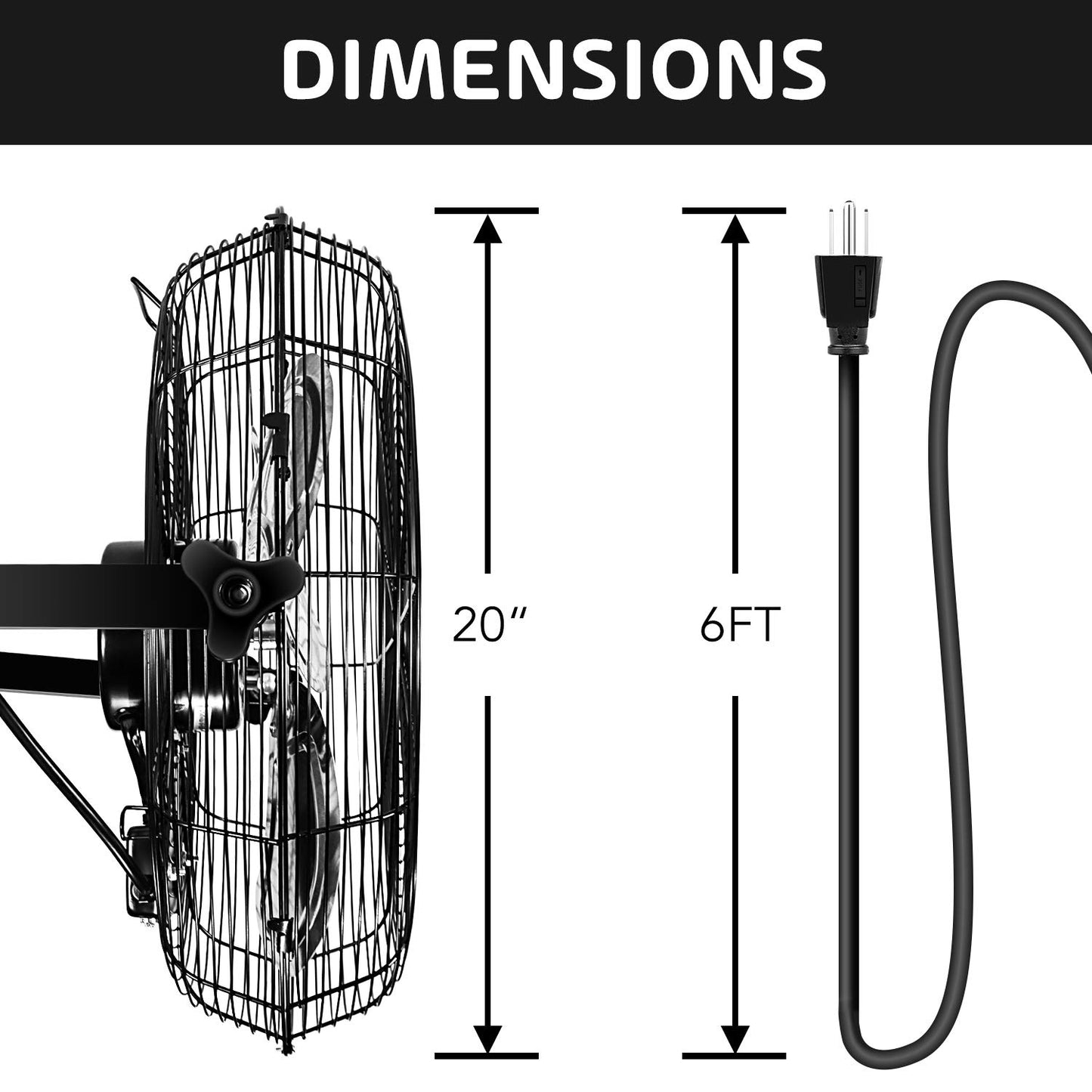 Simple Deluxe 20 Inch High Velocity 3 Speed Industrial Wall-Mount Fan