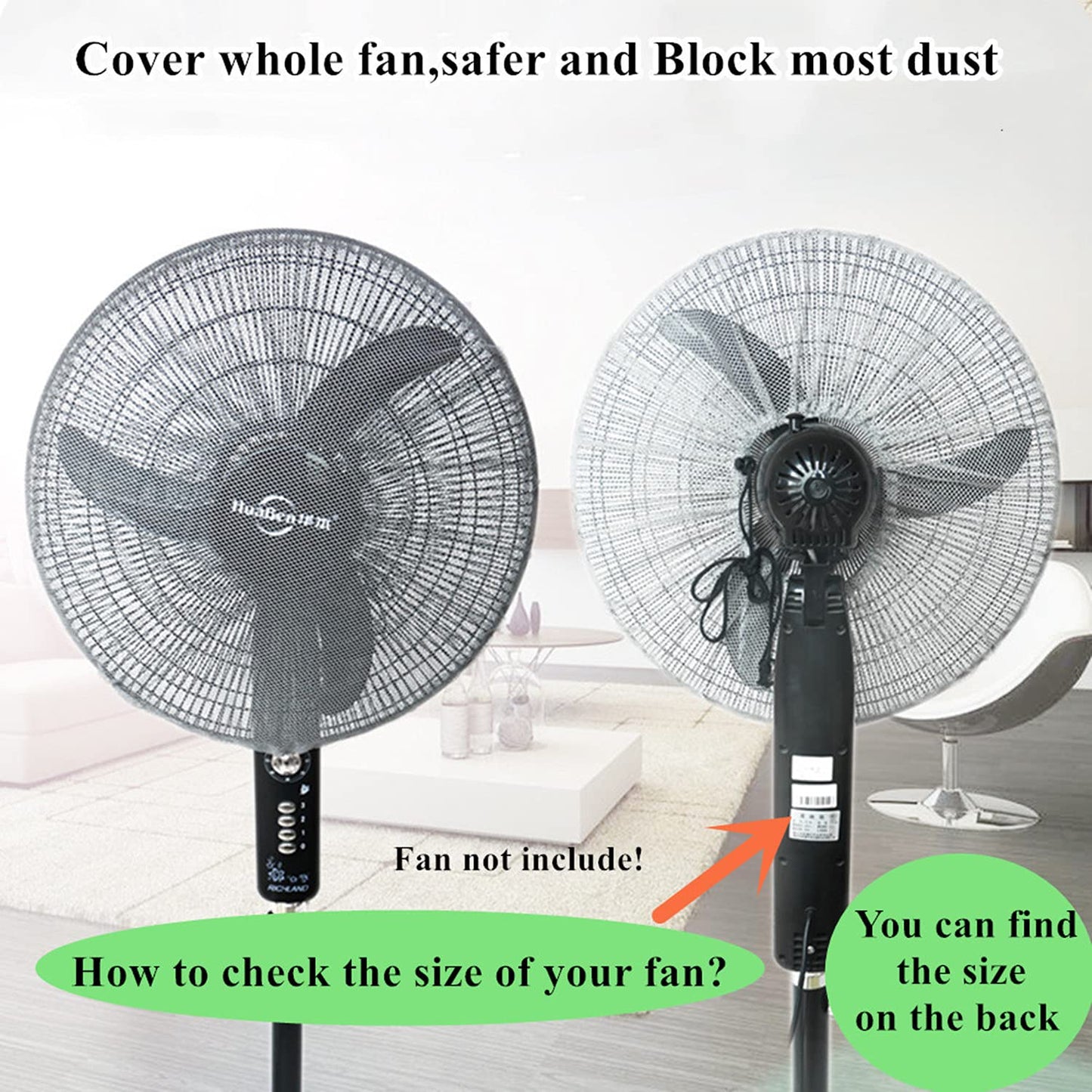 2 Pack - 16" Pedestal Fan Cover,Washable Fan Dustproof Covers,Protect Kid Children Baby Finger Net Mesh Fans Guard,Summer Home Fans Safety Dust
