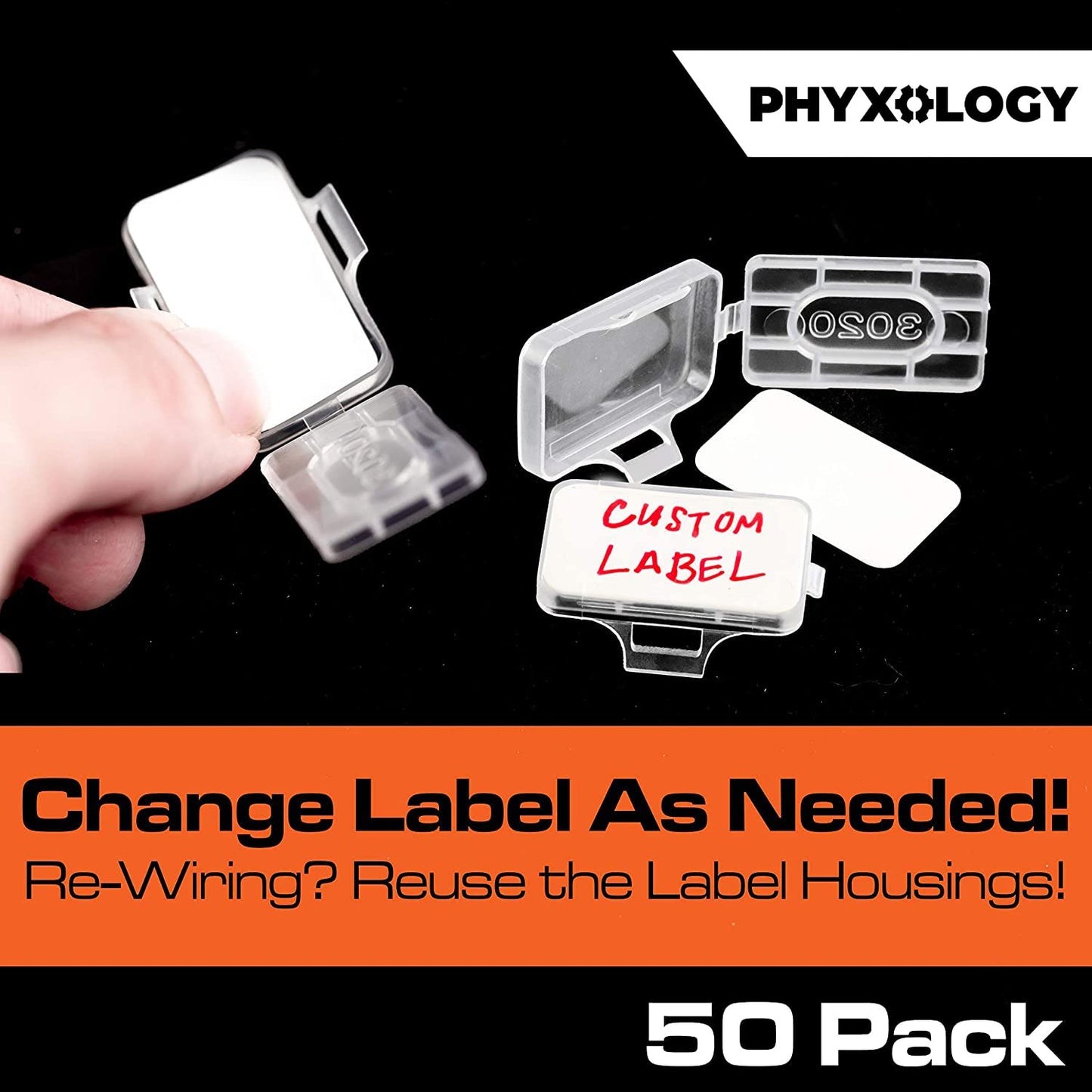 Heavy Duty, Strong 10-Inch Zip Ties and Reusable Label Boxes 50 Pk. Box Attaches to Sturdy Cord Bundler for Desk, PC and Desktop Cable Management.