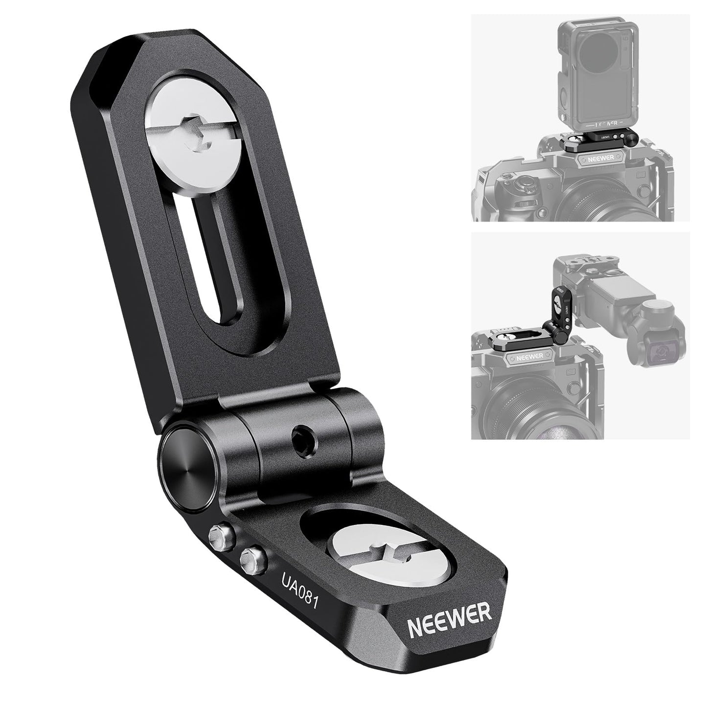 NEEWER Mini Foldable L Plate Accessory Mount Adapter with 1/4" Screws, Detachable Anti Twist Pin, Compatible with SmallRig Camera Cage, LED Light