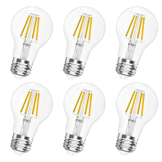 A19 E26 Base Dimmable Edison LED Bulb, 4W(40 Watt Equivalent) Stepless Dimming Light Bulbs 470lm, 3000K Soft Warm White, Vintage Clear Glass LED