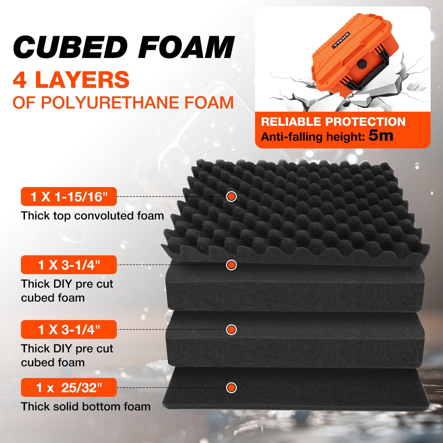 SHALL Hard Case, Cyberdeck Case, IP67 Waterproof Protective Camera Case with Customizable Foam, Protection for Camera, Drones, Lens, Equipment