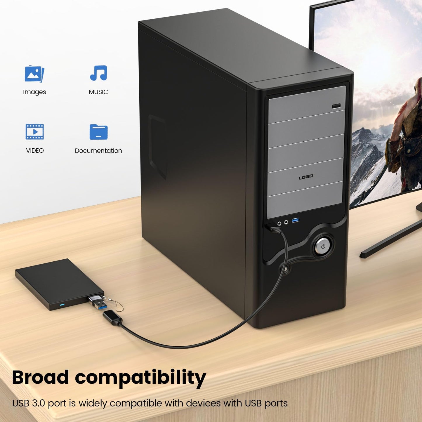 MOGOOD USB to Micro B Adapter, Micro B to USB Male Adaptor, USB3.0 to Micro B Data Charging Adapter Short Converter Adaptor for Computers, Laptops…