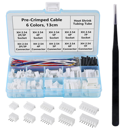 D-FLIFE 2.54mm XH Connector Socket Kit with pre-Crimped Cable Wire 2/3/4/5/6/7 Pin Housing JST Adapter Cable Male and Female Compatible with JST-XH