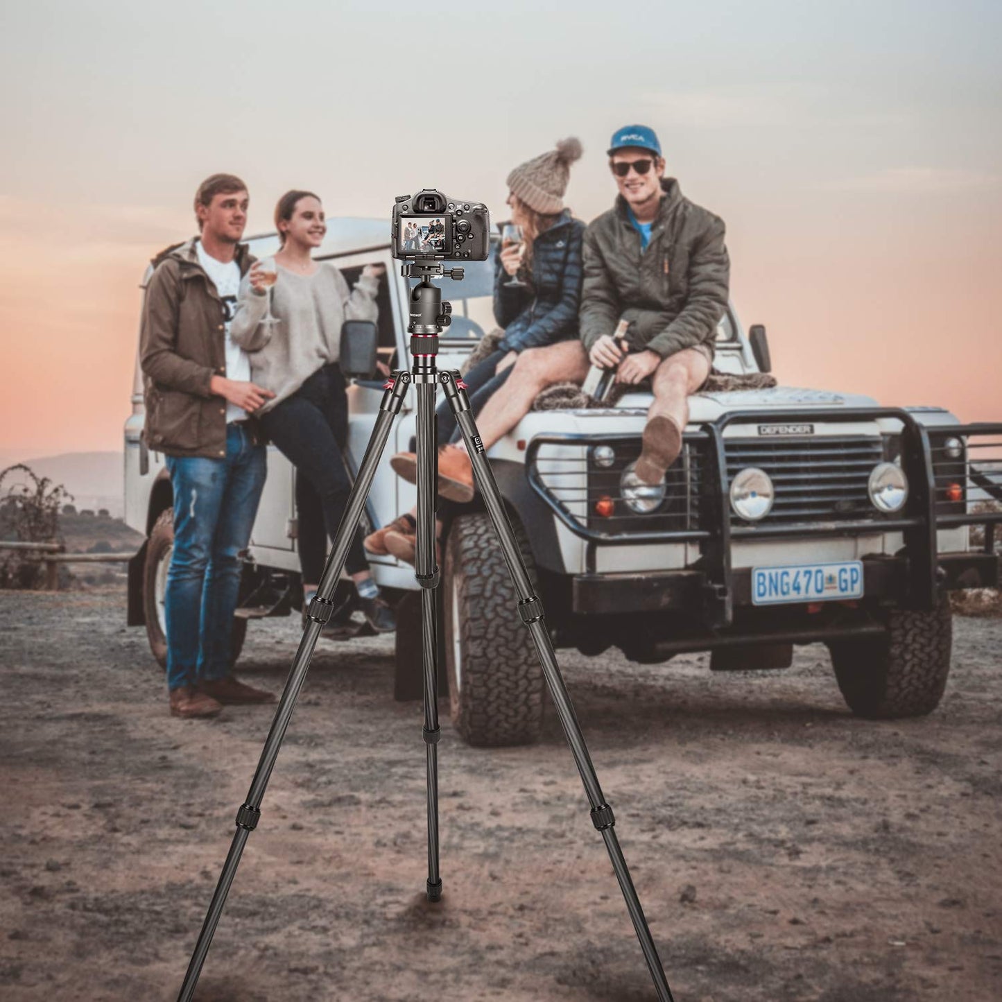 NEEWER 66"/168cm Carbon Fiber Tripod for Camera with 360° Panorama Ball Head, 1/4" Arca QR Plate, Portable Bag, Compact Travel Tripod Monopod for DSLR