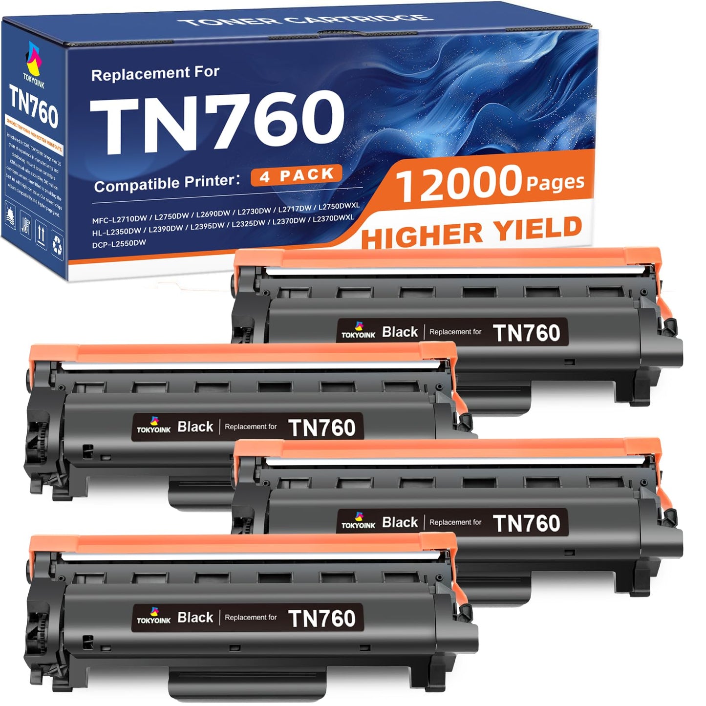 TN760 Toner Cartridge Compatible Replacement for Brother TN760 TN-760 TN730 TN-730 for MFC-L2690DW MFC-L2710DW MFC-L2750DW HL-L2370DW HL-L2395DW