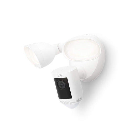 Like-New Ring Floodlight Cam Wired Pro with Bird’s Eye View and 3D Motion Detection, White