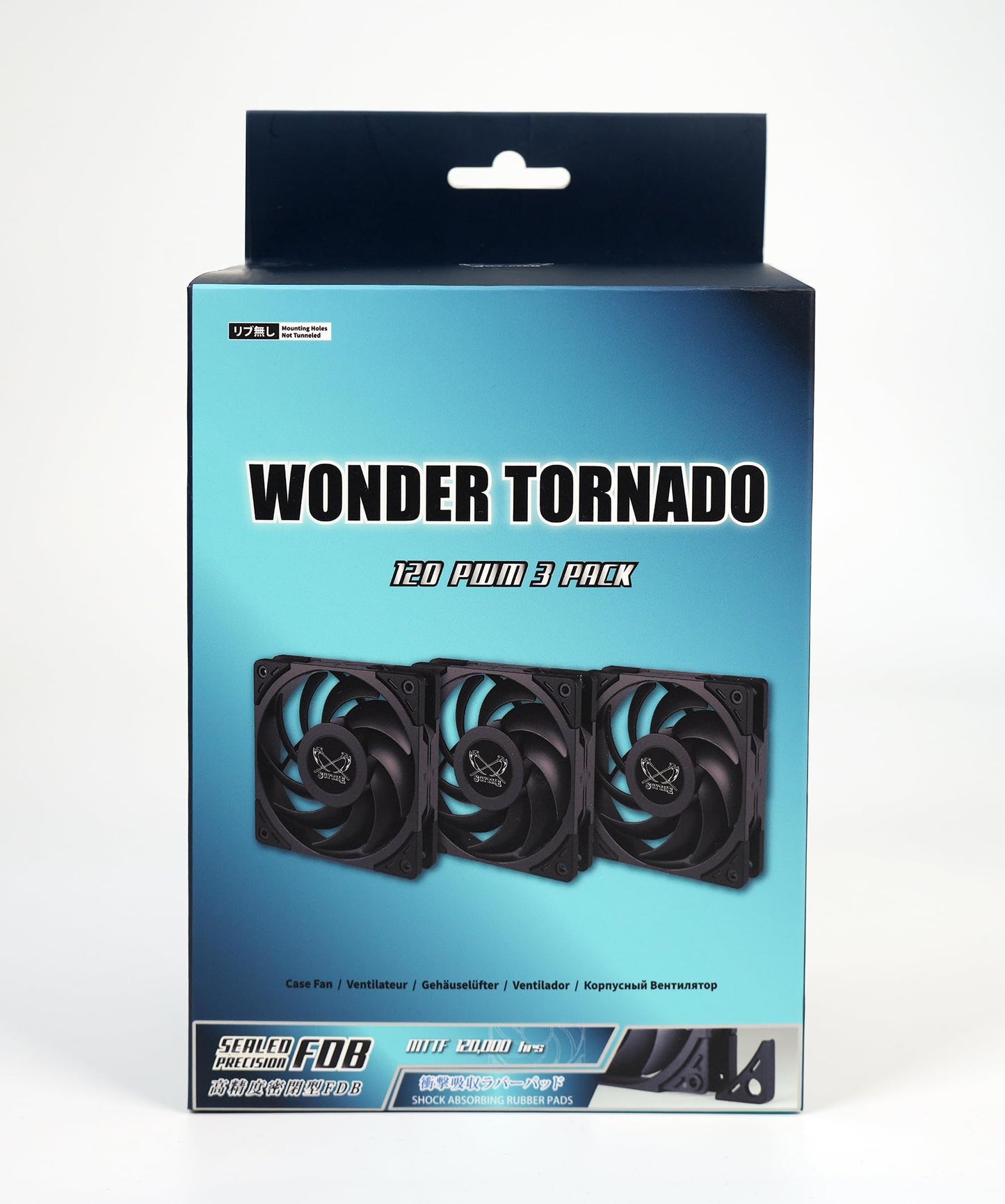 Scythe Wonder Tornado 120 PWN High-Performance Computer Case Fan,120mm x 25mm, Fluid Dynamic Bearing, 4-Pin Connector (2000RPM Black, 3)