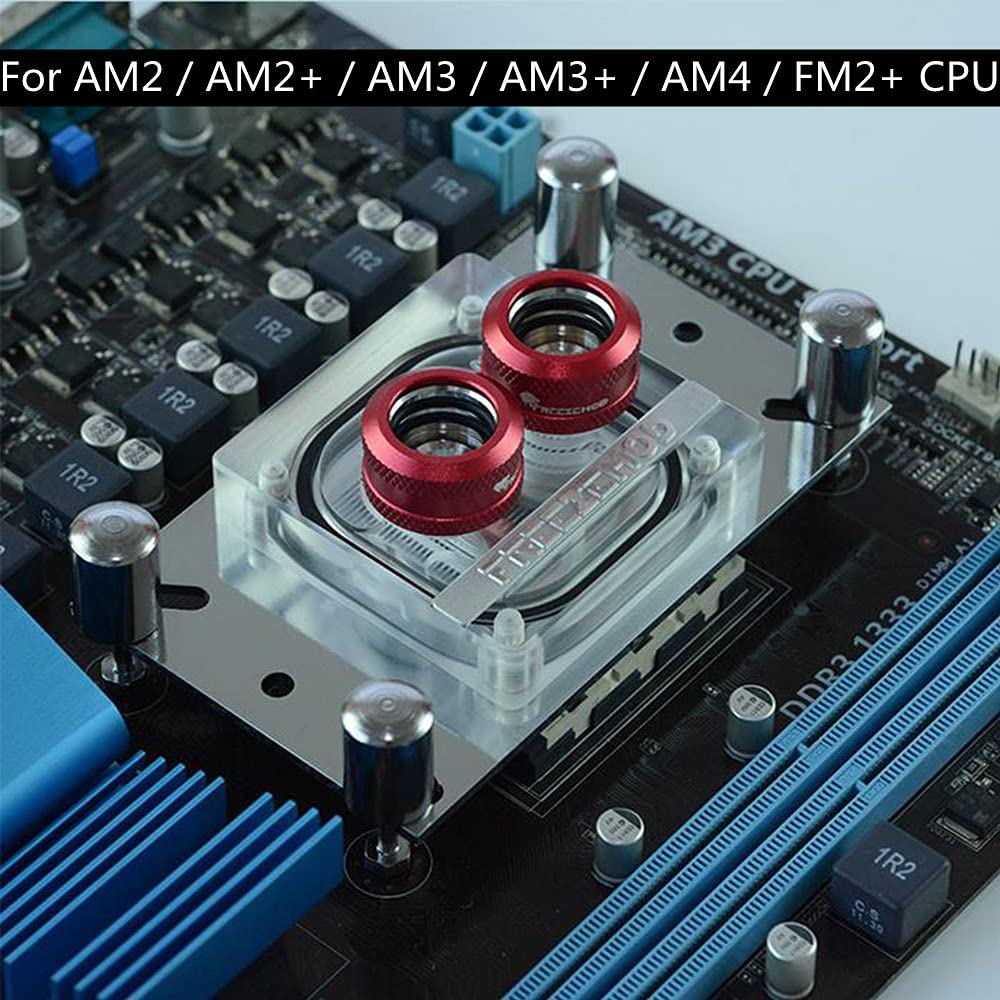 CPU Water Block 55x55mm Copper Base, 0.3mm Micro CPU Water Cooler, Water Block Water Cooling Block for AM2 / AM2 + / AM3 / AM3 + / AM4 / FM2 + CPU