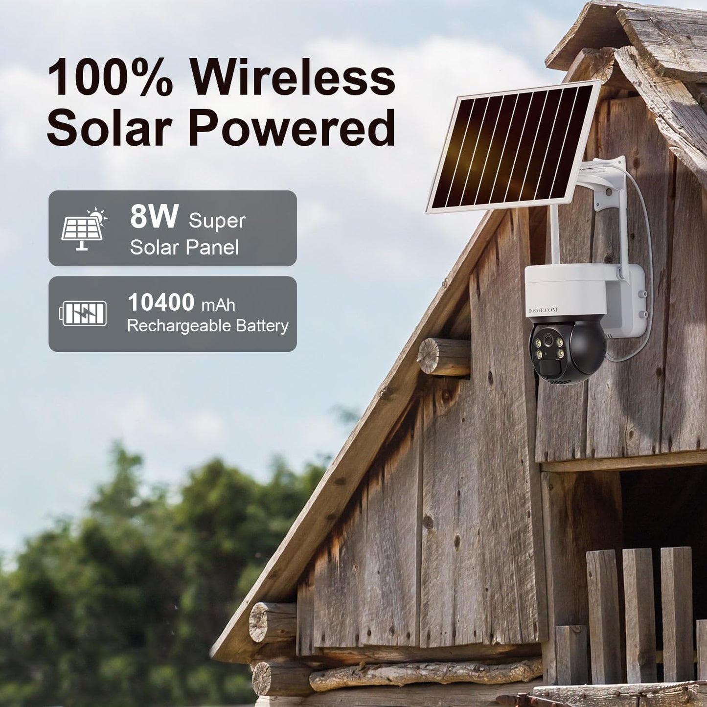 4G LTE Cellular Security Camera No Internet Needed, No WIFI Security Cameras Wireless Outdoor, Solar Camera With SIM Card, PIR Sensor, 360 PTZ, 2K HD