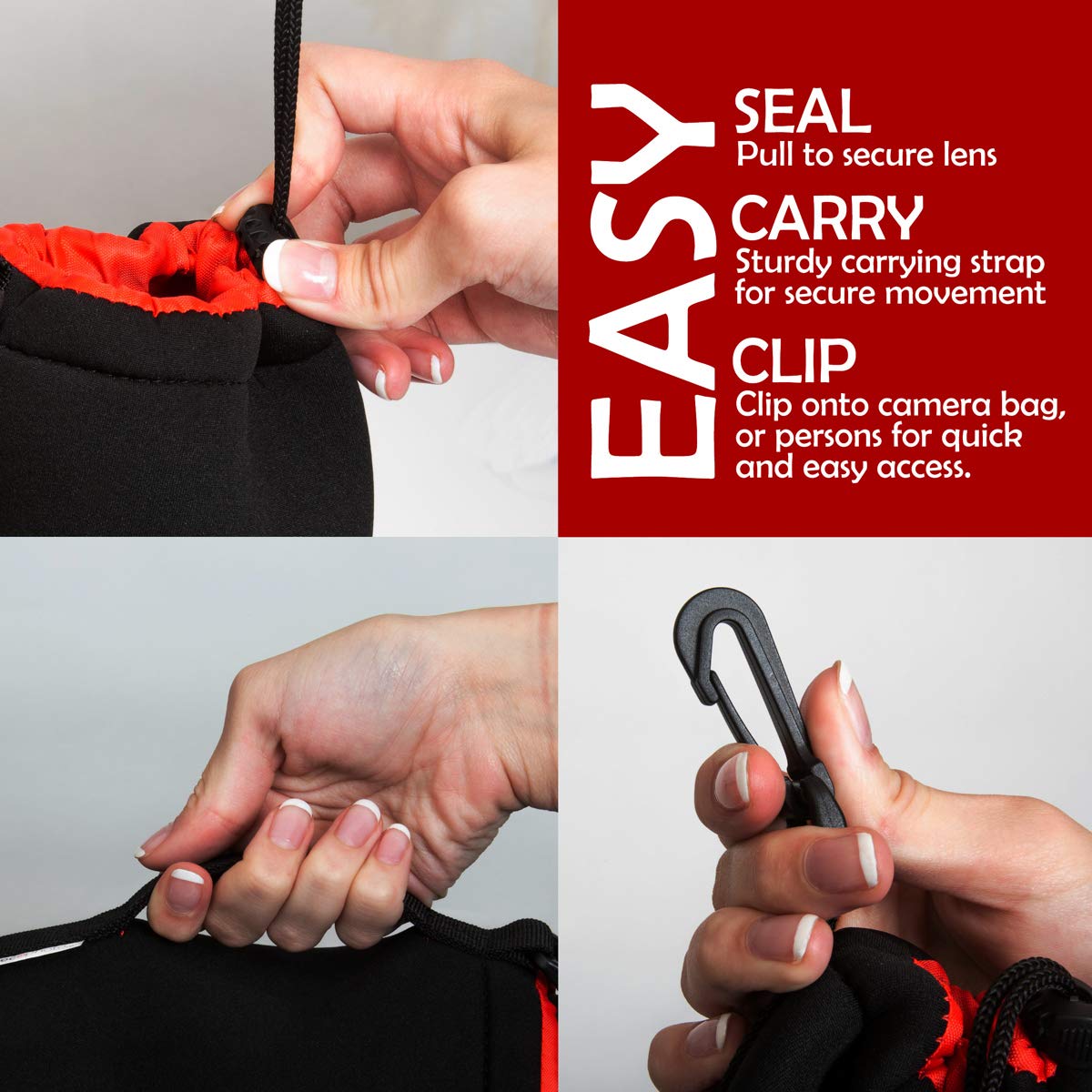 Deco Photo X-Large XL Neoprene Lens Bag Protective Water and Weather Resistant Shock Drop and Scratch Armor Pouch Sleeve Case with Plush Interior