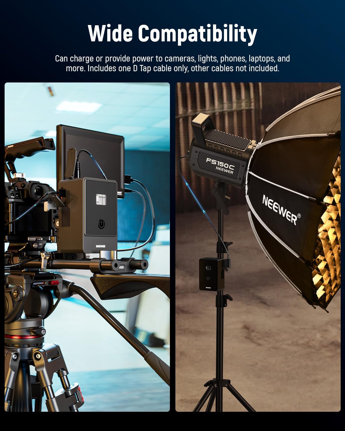 NEEWER Mini V Mount Battery, 6800mAh 99Wh V Lock Battery, PD65W Fast Charging/D Tap/BP/USB A/Dual DC Port/OLED Display for Camcorder Video Camera