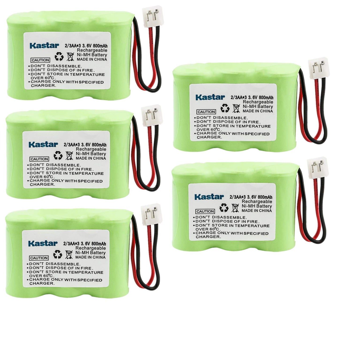 Kastar 5-PACK Ni-MH Rechargeable Battery Compatible with Vtech IA5870 IA5882 GZ2334 GZ2434 GZ2436 GZ2437 GZ2439 GZ2456 GZ2459, AT&T 2422 80-5074-00-00