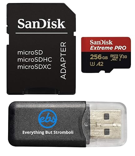 SanDisk 256GB 200MB/s Extreme Pro UHS-I MicroSD Card Compatible with GoPro Hero (2024) and Hero 13 Action Cameras (SDSQXCD-256G-GN6MA) Bundle with (1)