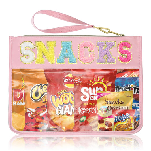 Siwara Clear Snack & Makeup Bag – Waterproof Nylon Cosmetic Pouch, Portable Glitter Travel Toiletry Organizer for Women & Girls