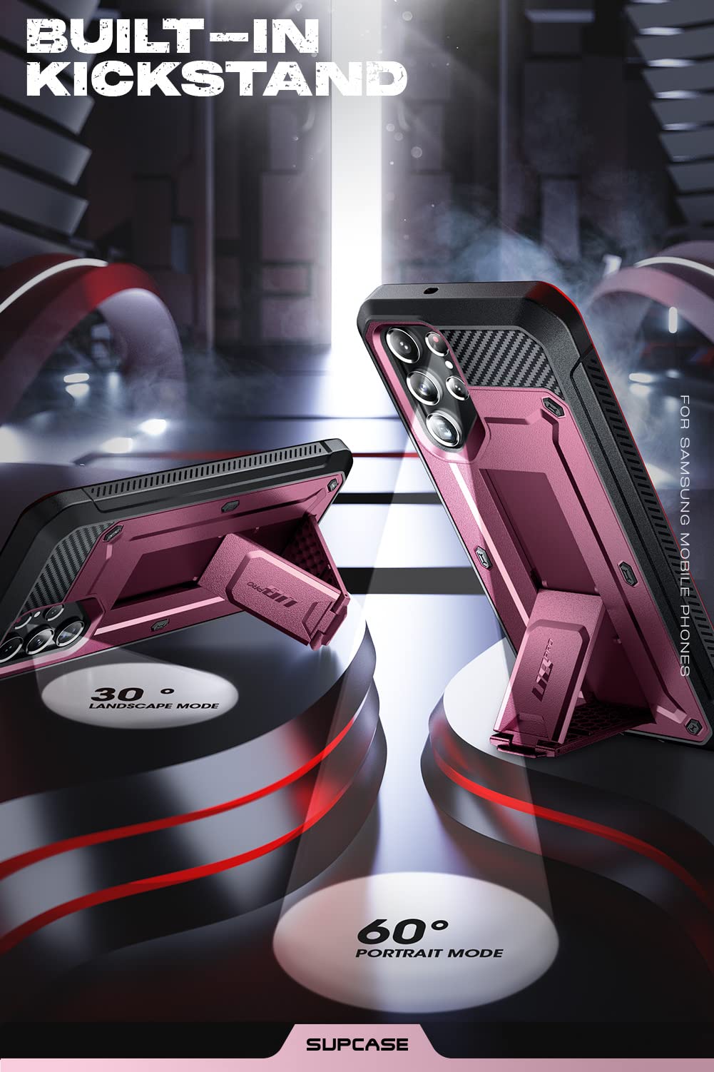 SUPCASE for Samsung Galaxy S22 Ultra Case with Stand, [Unicorn Beetle Pro] [2 Front Frames] [Built-in Screen Protector & Belt-Clip] Military-Grade