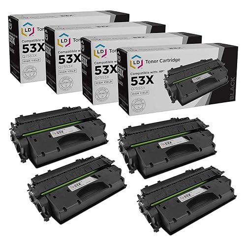 LD Products Replacement Toner Cartridge Compatible with HP 53X Q7553X High Yield (Black, 4Pk) Compatible with HP Printer LaserJet P2015, P2015d