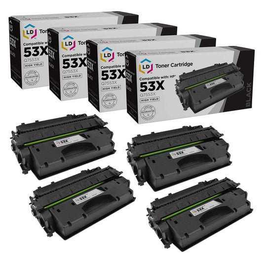 LD Products Replacement Toner Cartridge Compatible with HP 53X Q7553X High Yield (Black, 4Pk) Compatible with HP Printer LaserJet P2015, P2015d
