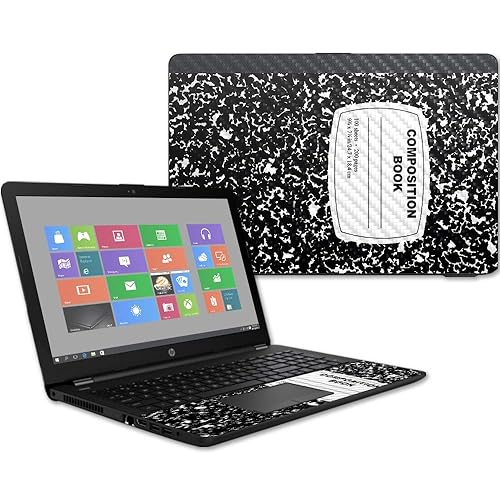 MightySkins Carbon Fiber Skin for HP 15T Laptop 15.6" (2017) - Composition Book | Protective, Durable Textured Carbon Fiber Finish | Easy to Apply…