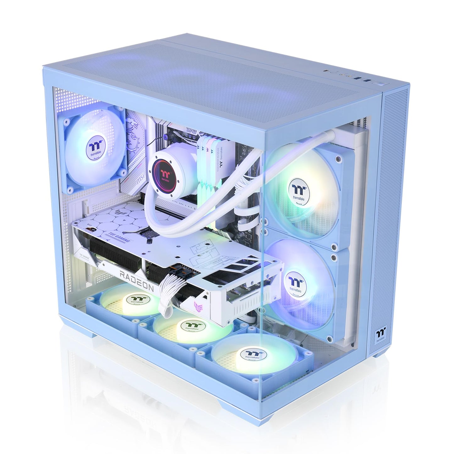 Thermaltake View 380 TG ARGB Hydrangea Blue ATX Case; 4x120mm ARGB Fans Included; Supports Hidden-Connector Motherboard; Front & Side Dual Tempered