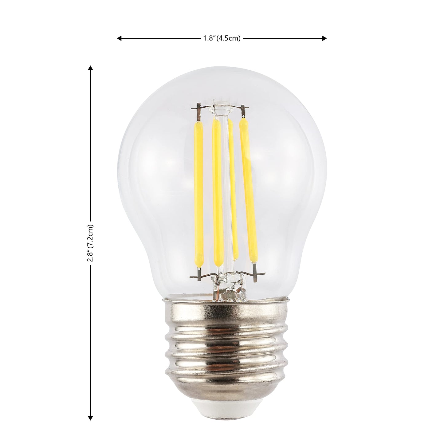 JONATHAN Y 4W LED Edison Light Bulbs Round Clear Glass E26 Base, Pack of 6