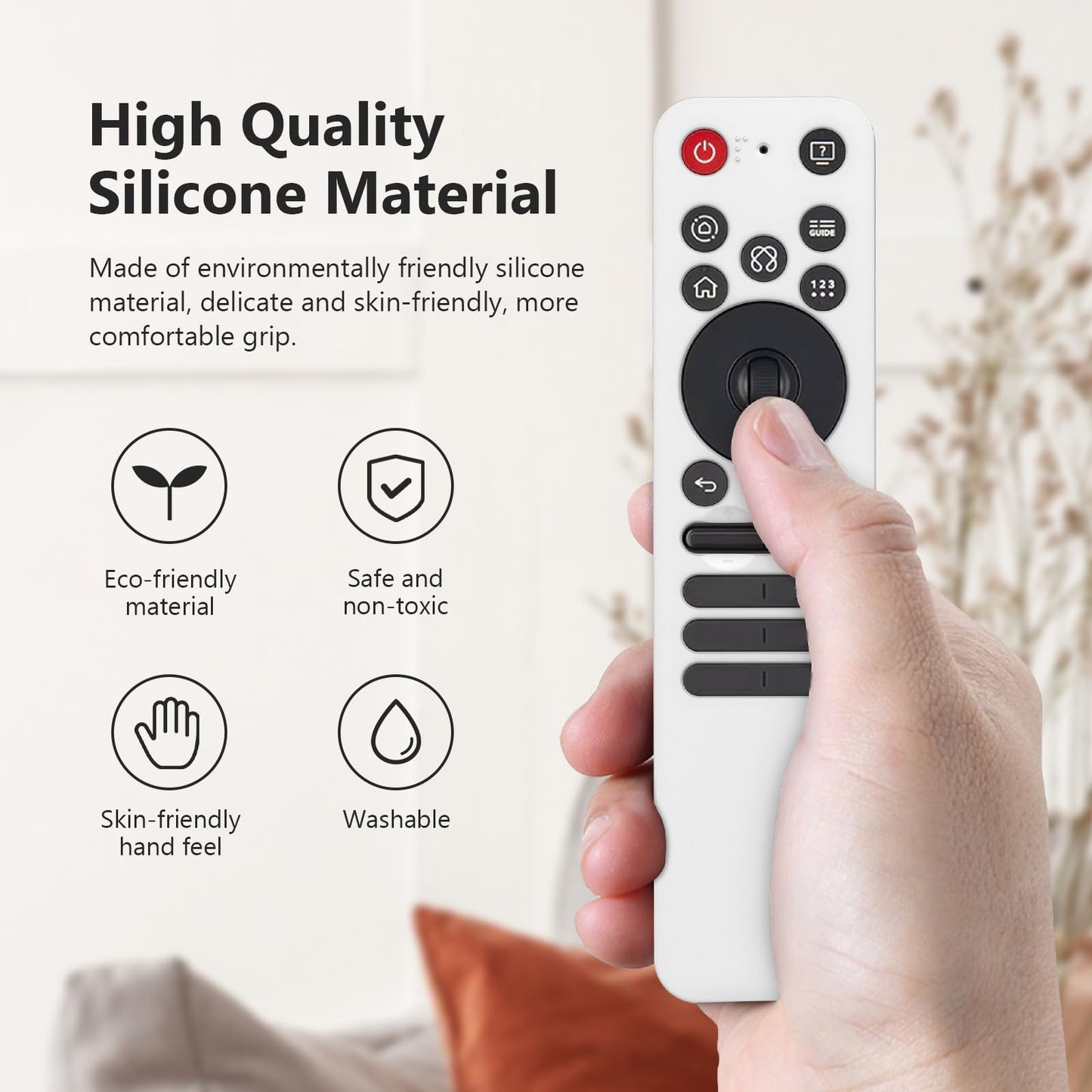 JCMOYUTY Case for LG MR25GA Remote, Protective Sleeve for 2025 LG OLED Smart TV C5 B5 G5 M5 Series Remote, White