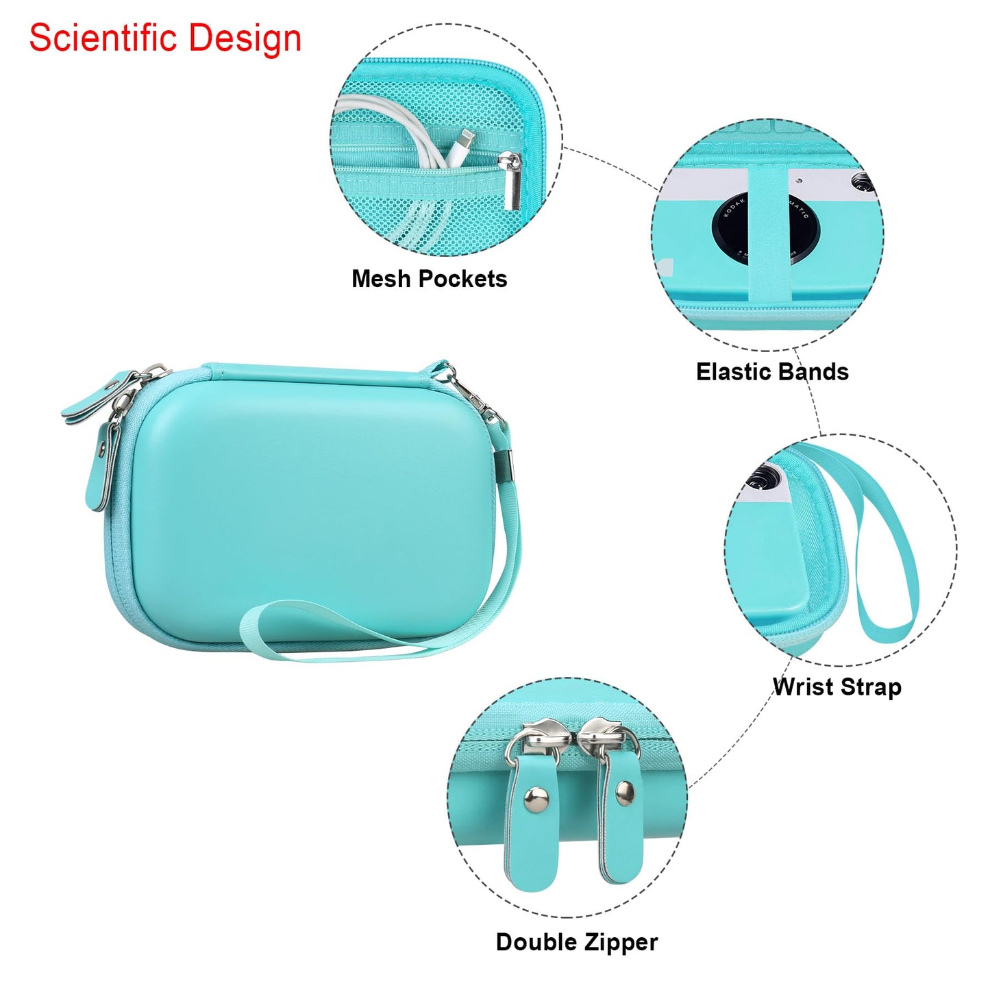 Elonbo Camera Carrying Case for KODAK Printomatic Digital Instant Print Camera, Portable Bluetooth Photo Printer Storage Holder Bag, Mesh Bag Fits