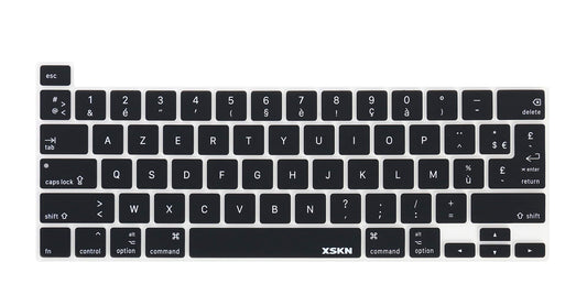 XSKN French Language Black Silicone Keyboard Cover Skin for Touch Bar Models 2019 New MacBook Pro 16 inch A2141 2020 New MacBook Pro 13.3 inch A2251
