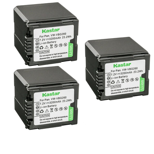 Kastar 3-Pack Battery Replacement for VW-VBG260 AG-AC7 AG-AF100 AG-HMC40 AG-HMC80 AG-HMC150 HDC-HS250 HDC-HS300 HDC-HS700 HDC-SD600 HDC-SD700