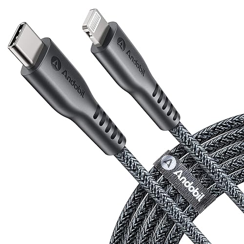 andobil [Military-Grade] Nylon USB C to Lightning Cable 6FT, [20W PD Fast Charging] Apple MFi Certified iPhone Charger Cord Compatible with iPhone 14…