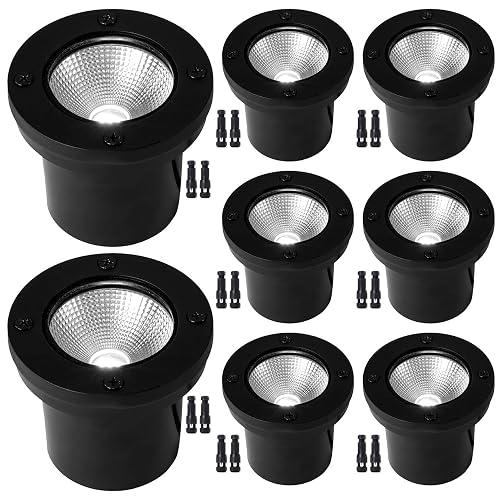 EAGLOD 12W LED Well Light, Low Voltage Landscape Ground Lights,12V-24V Outdoor In Ground Lights, IP67 Waterproof Landscape Lighting 5000K Daylight