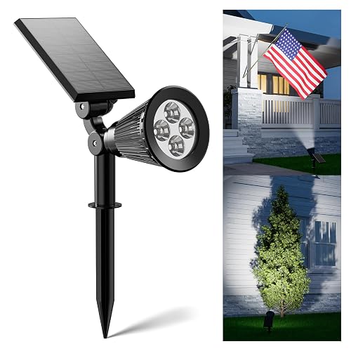 FALOVE Solar Spot Lights Outdoor Waterproof for Flag, Palm Tree, Pole, Sign, Statue, Mailbox, Bright LED Outside Landscape Flood Spotlights for Accent